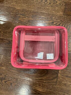 Calpak Clear Pink Cosmetic Organizer Set hot pink